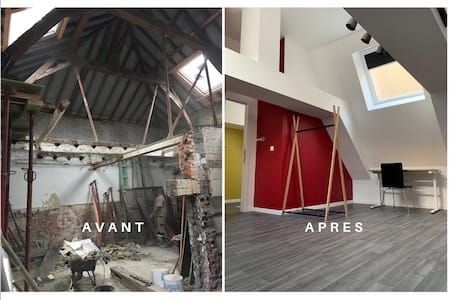 Combles avant et après aménagement